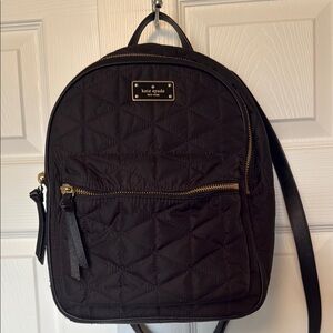Kate Spade Quilted Black Backpack with Adjustable Straps